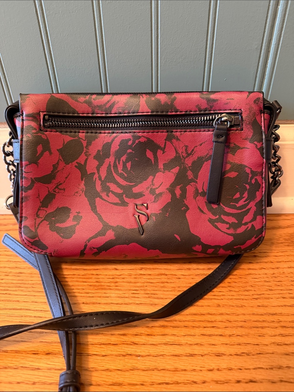 Women’s Floral Print Bag in Burgundy and Black